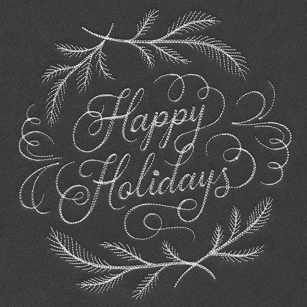 Happy Holidays Calligraphy (Whitework)