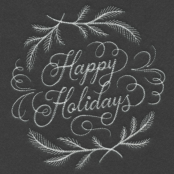 Happy Holidays Calligraphy (Whitework)