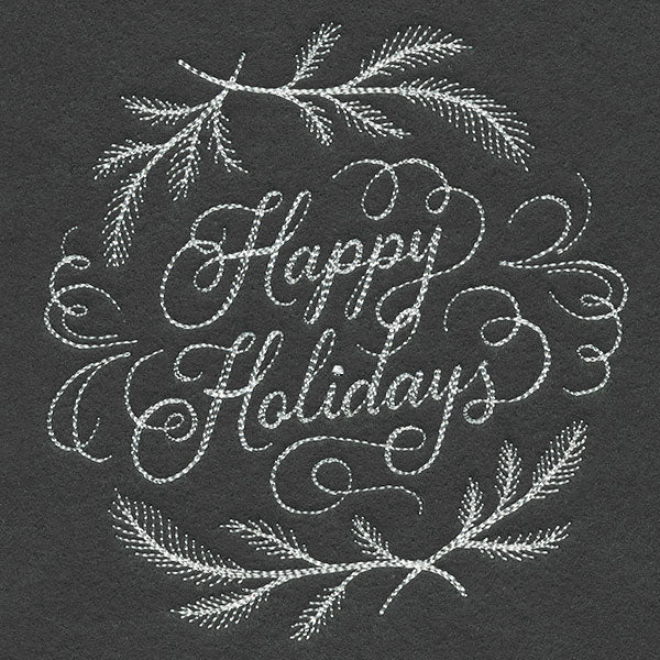 Happy Holidays Calligraphy (Whitework)