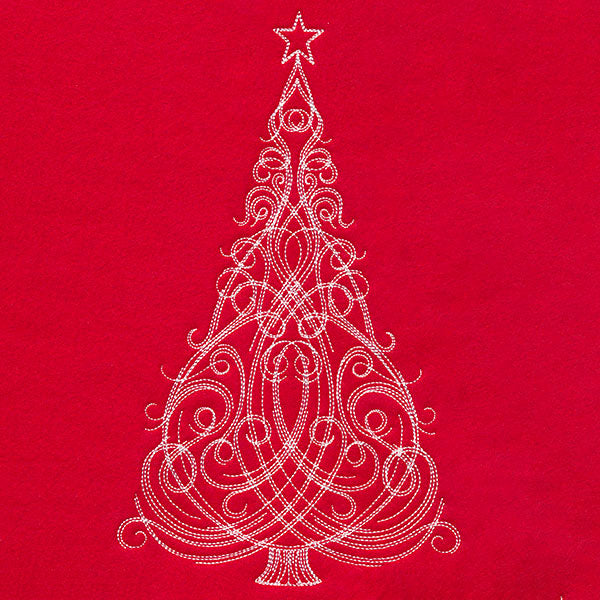 Fancy Swirls Christmas Tree (Whitework)