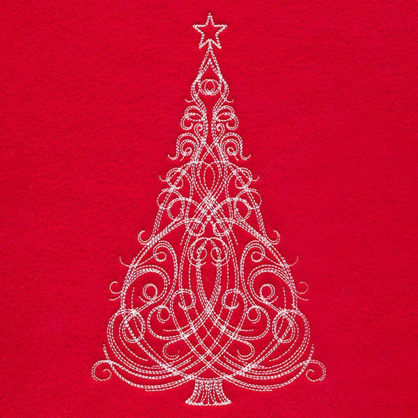 Fancy Swirls Christmas Tree (Whitework)