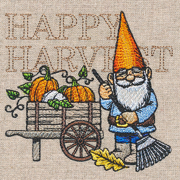 Autumn Gnome with Pumpkin Cart