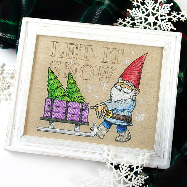Winter Gnome with Tree Sled