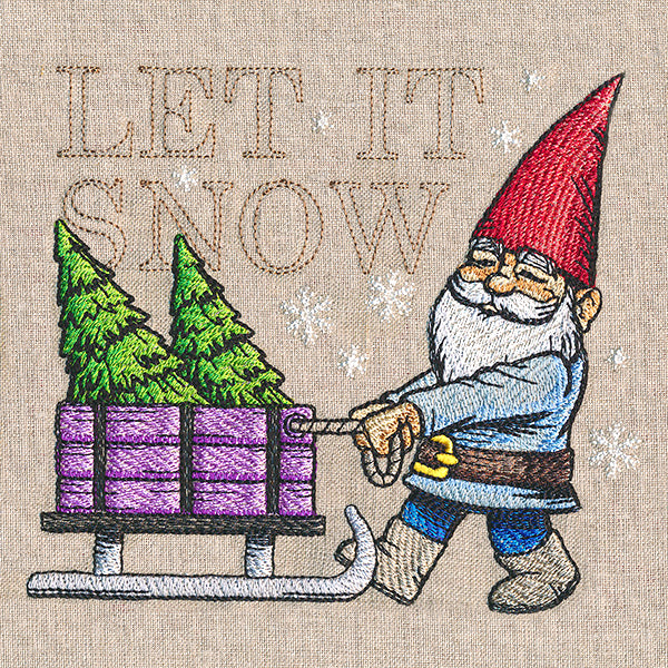 Winter Gnome with Tree Sled