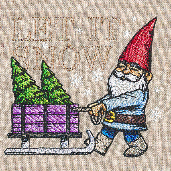 Winter Gnome with Tree Sled