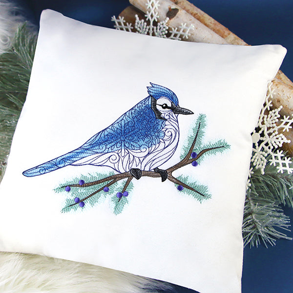 Filigree Blue Jay on Juniper
