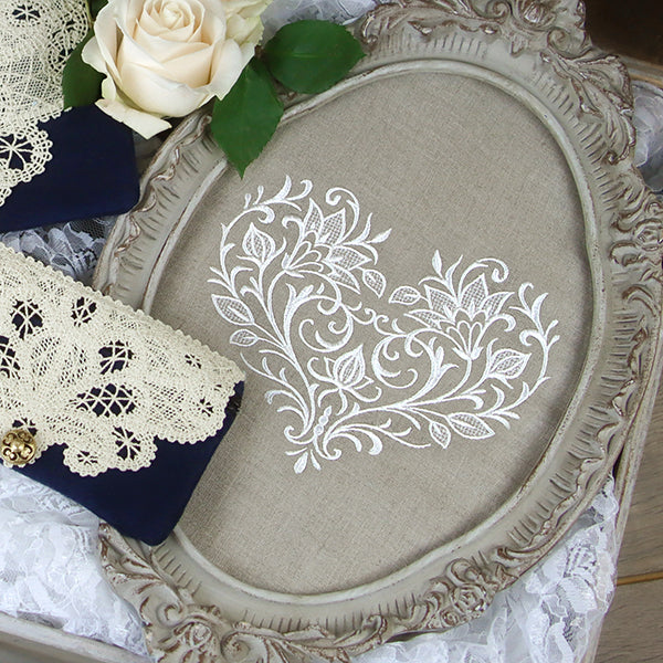 Exquisite Blooming Heart (Whitework)