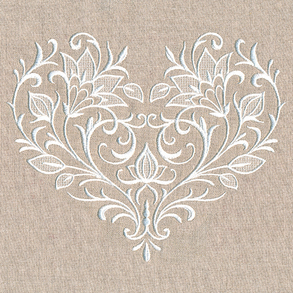 Exquisite Blooming Heart (Whitework)