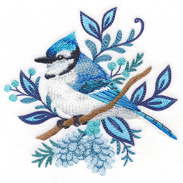 Frosted Winter Blue Jay