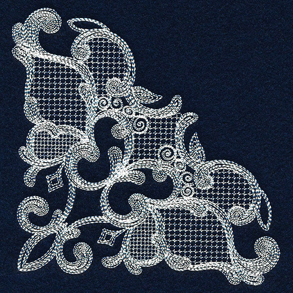Elegant Swirls Corner (Whitework)