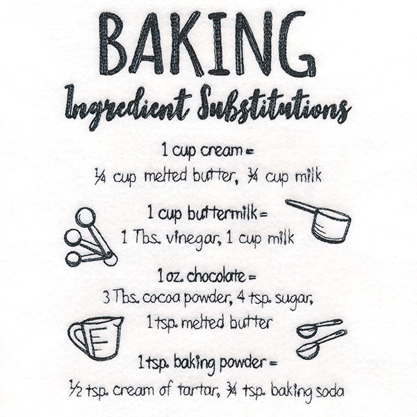 Baker's Friend Ingredient Substitutions Chart