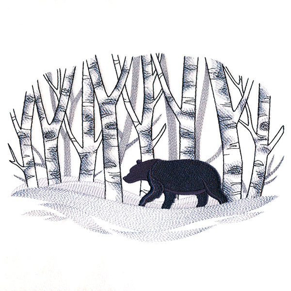 Wintry Birch Bear Scene