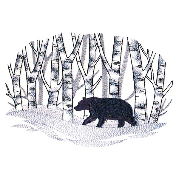 Wintry Birch Bear Scene