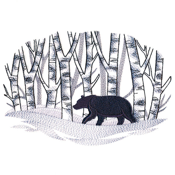 Wintry Birch Bear Scene