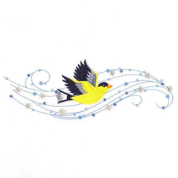 Winter Goldfinch in Flight