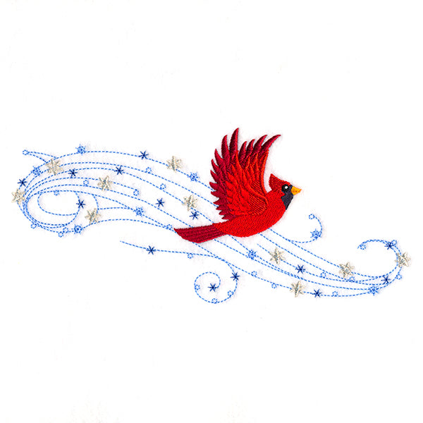 Winter Cardinal in Flight