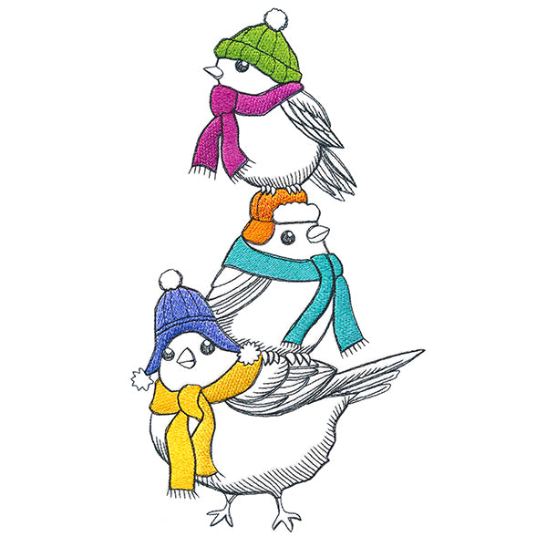 Bundled-Up Bird Stack