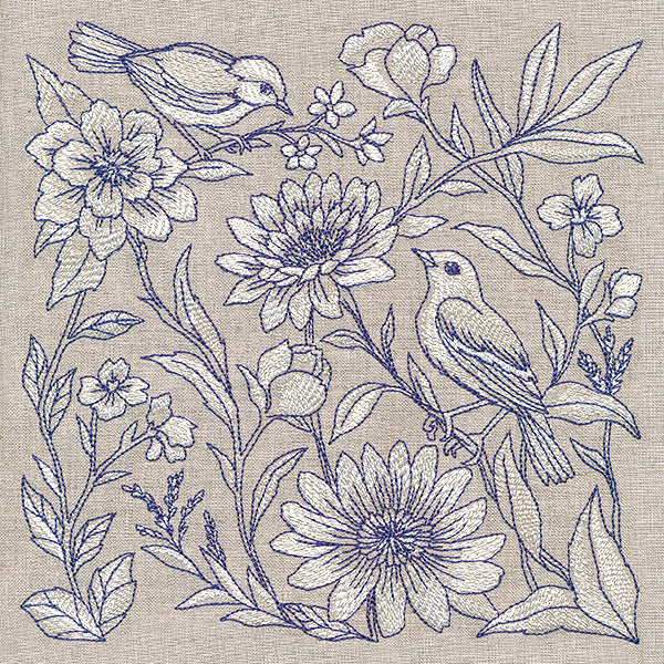 Birds and Blooms Tapestry Square