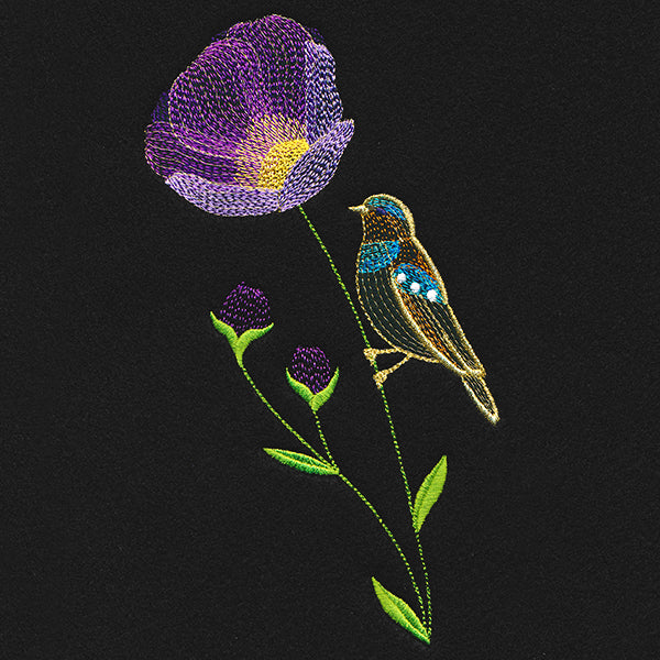 Springtime Treasures - Wild Poppy and Bird