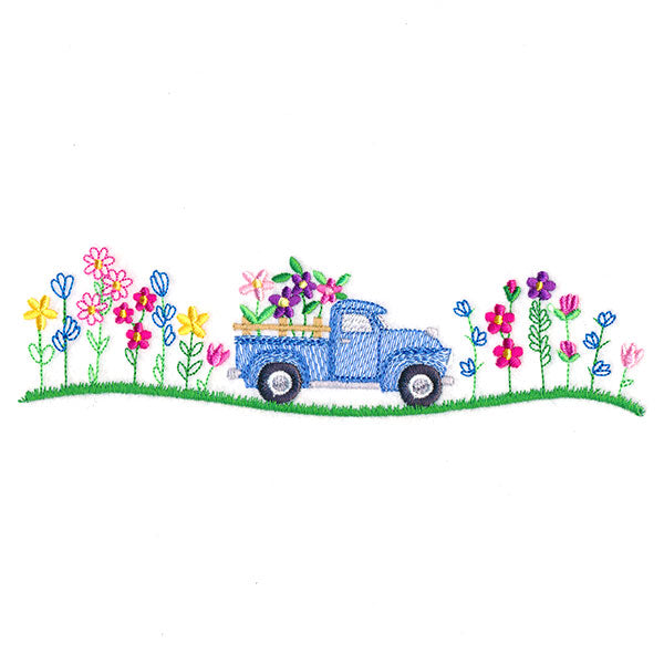 Retro Flower Truck Border