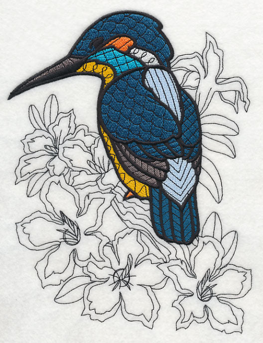 Kingfisher and Impala Lilies (Blackwork)