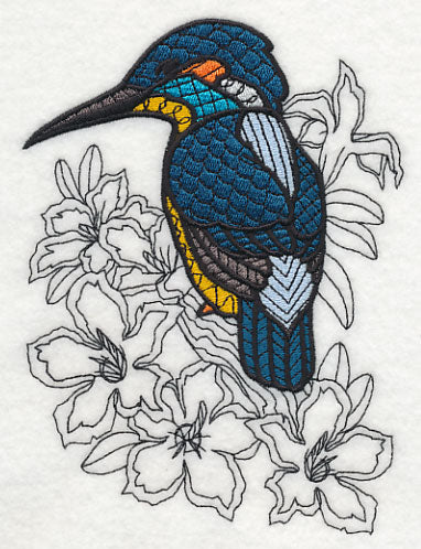 Kingfisher and Impala Lilies (Blackwork)