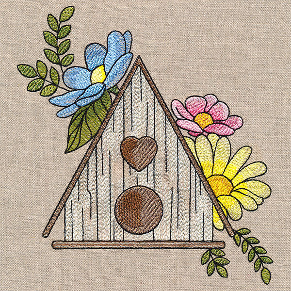 Pretty Birdhouse and Blooms