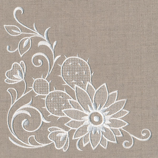 Exquisite Southwestern Corner (Whitework)