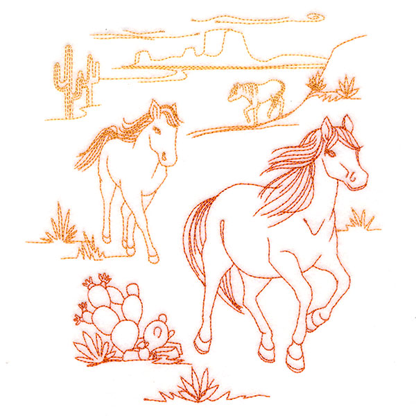 Wild Horses Desert Scene