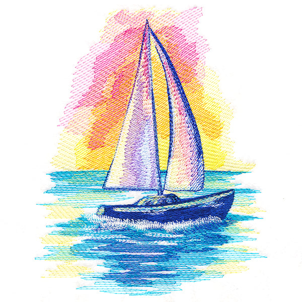 Nautical Dreams Sailboat in Watercolor
