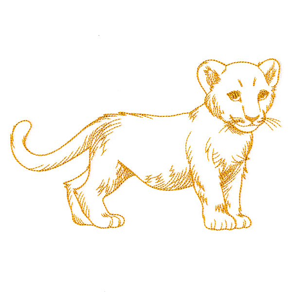 Charming Baby Lion Etching