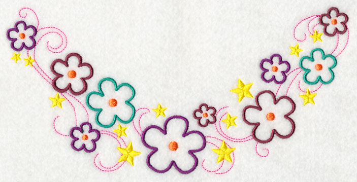 Flowers and Stars Neckline (V-Neck)