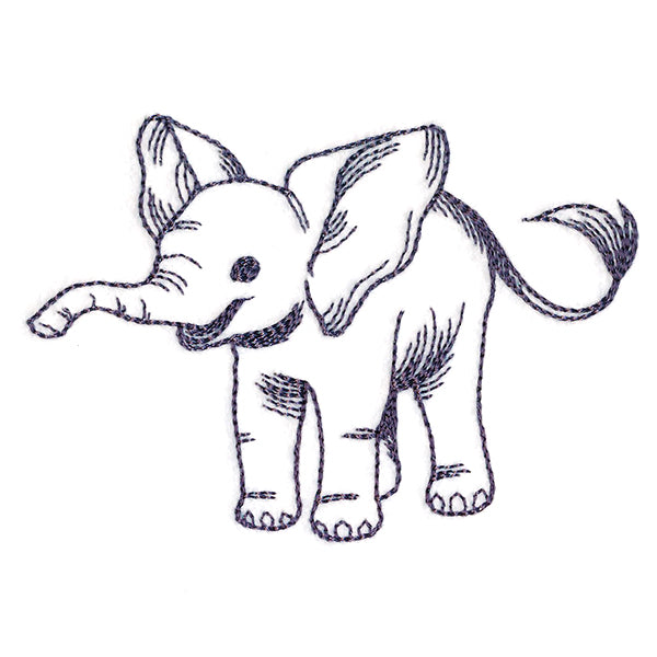 Delightful Baby Elephant Etching