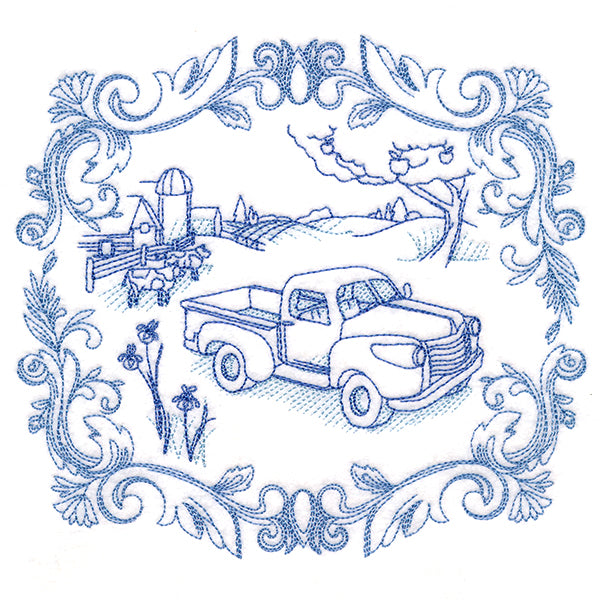 Countryside Farm Scene - Retro Truck