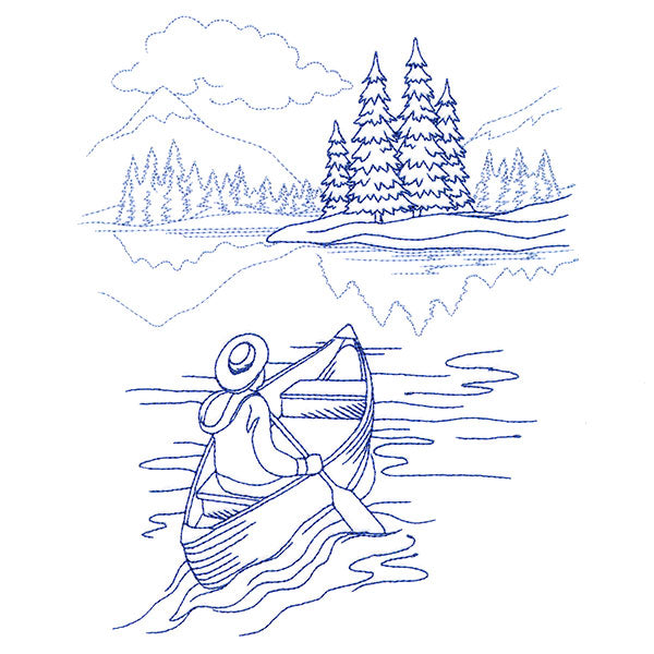 Classic Camping Scene - Boating (Bluework)