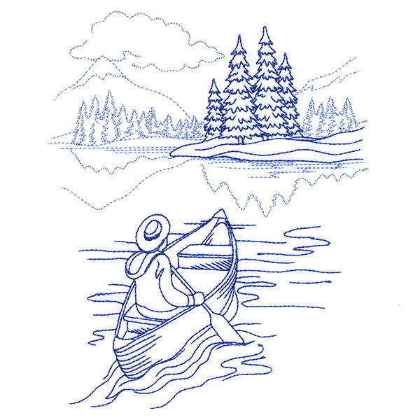 Classic Camping Scene - Boating (Bluework)