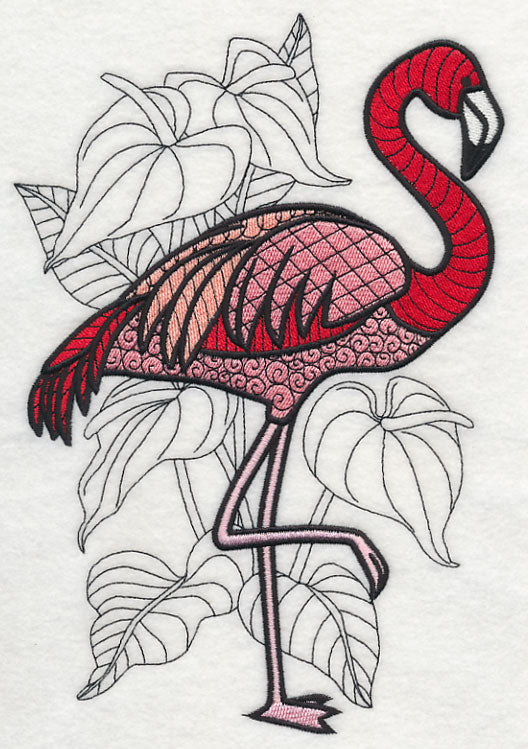 Flamingo with Anthurium (Blackwork)