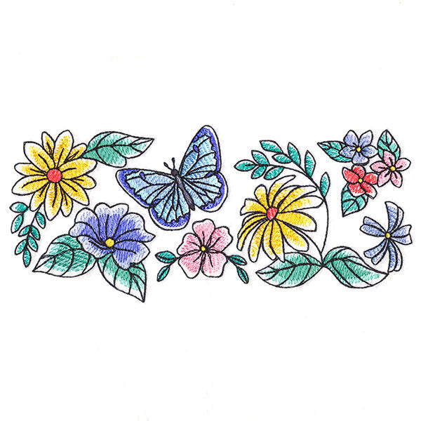 Sweet Butterfly and Blooms Border