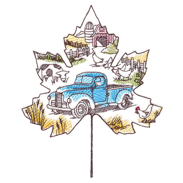 Autumn Countryside Retro Truck Scene