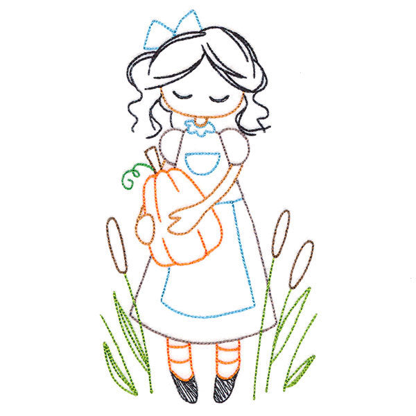 Sweet Fall Girl with Pumpkin (Vintage)