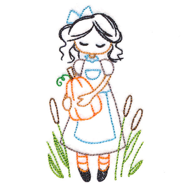 Sweet Fall Girl with Pumpkin (Vintage)