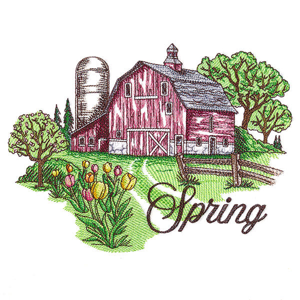 Spring in the Country Barn Scene