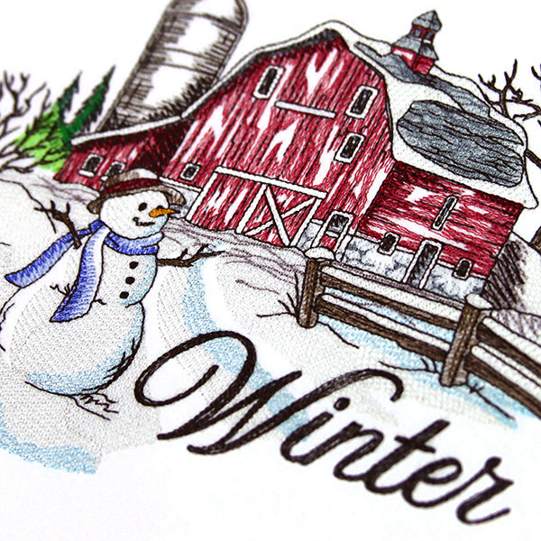 Winter in the Country Barn Scene