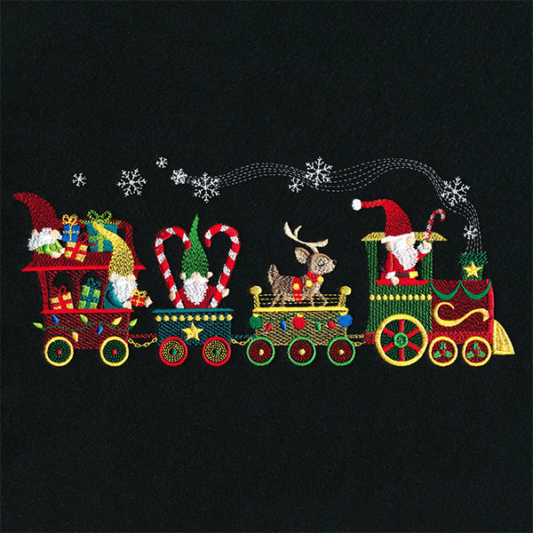 Christmas Train Gnome Border