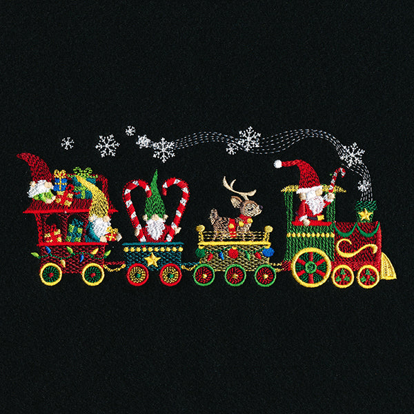 Christmas Train Gnome Border