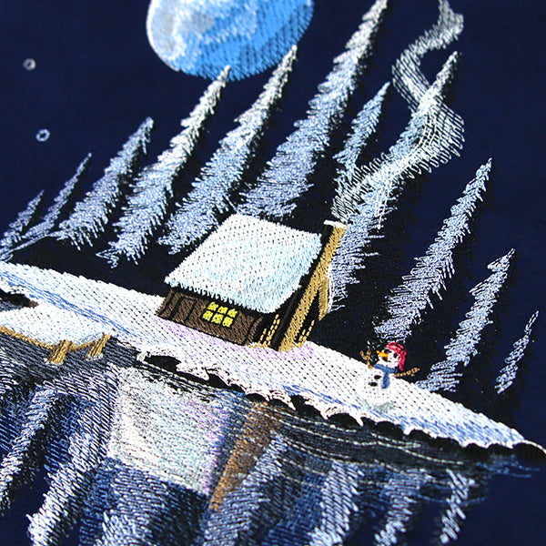 Moonlit Winter Cabin Scene