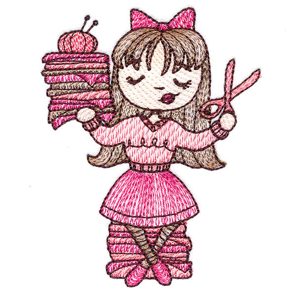 Sweet and Crafty Girl with Fabric