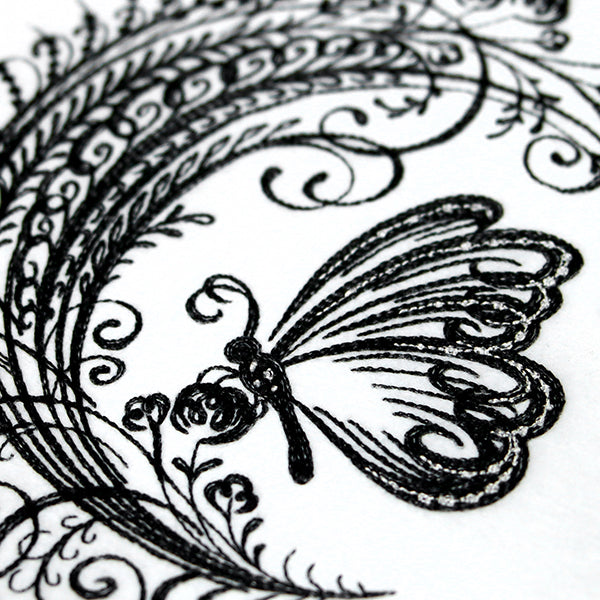 Calligraphic Monarch and Blooms