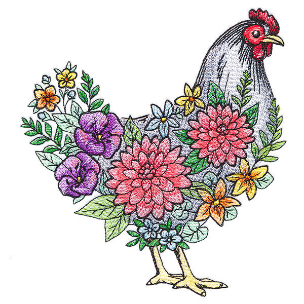 Flourishing Hen in Flowers