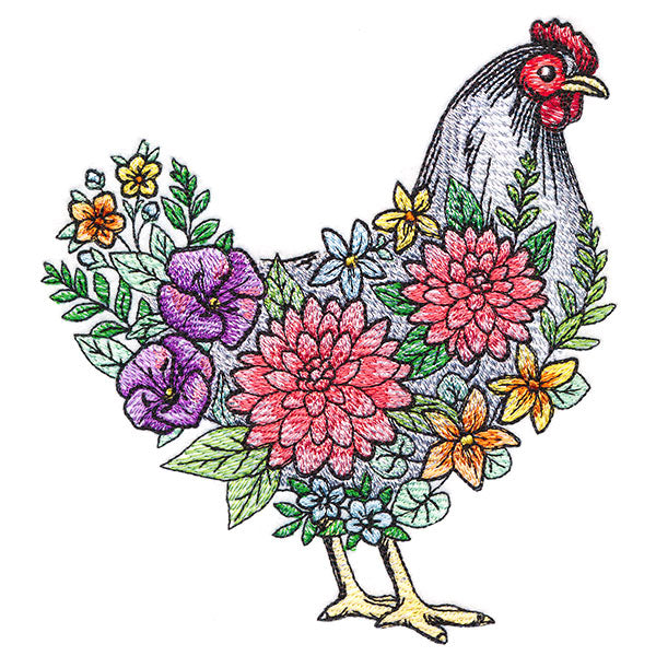 Flourishing Hen in Flowers